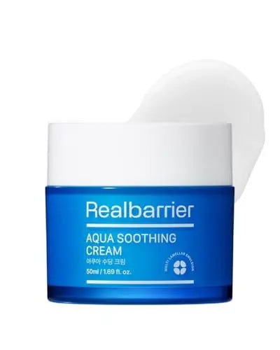 Real Barrier Aqua Soothing Cream 1.7 Fl Oz - Hyaluronic Acid Face Moisturizer for Sensitive, Dry Skin with Chamomile Extract - Korean Skincare Redness Relief Avelisse