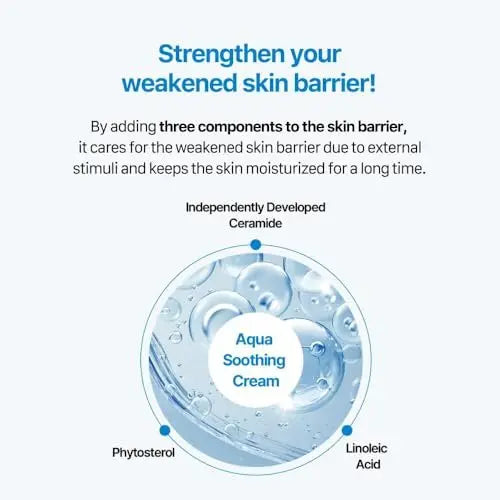 Real Barrier Aqua Soothing Cream 1.7 Fl Oz - Hyaluronic Acid Face Moisturizer for Sensitive, Dry Skin with Chamomile Extract - Korean Skincare Redness Relief Avelisse