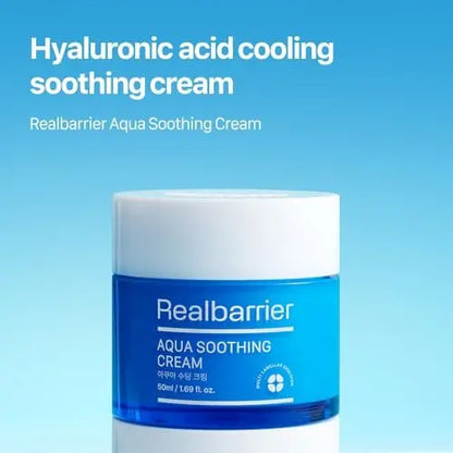 Real Barrier Aqua Soothing Cream 1.7 Fl Oz - Hyaluronic Acid Face Moisturizer for Sensitive, Dry Skin with Chamomile Extract - Korean Skincare Redness Relief Avelisse