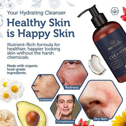Era Organics USDA Organic Men's Face Wash - Nourishing & Hydrating Facial and Body Cleanser for Smoother Skin Avelisse