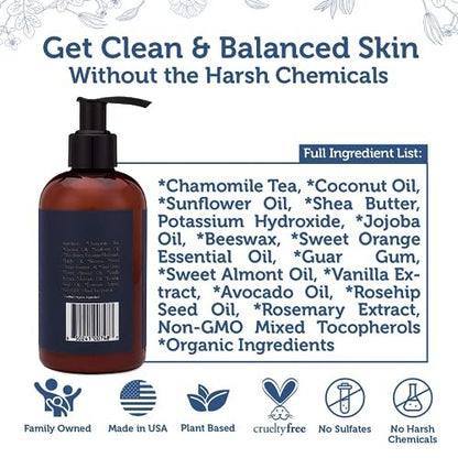 Era Organics USDA Organic Men's Face Wash - Nourishing & Hydrating Facial and Body Cleanser for Smoother Skin Avelisse