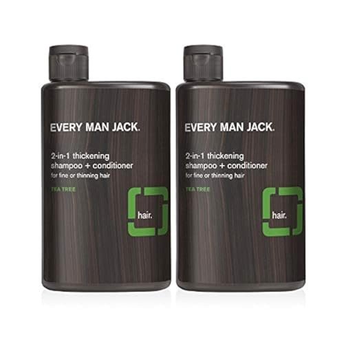 Every Man Jack 2-in-1 Thickening Shampoo + Conditioner - Twin Pack, 13.5 Fl Oz Each - Naturally Derived with Coconut, Aloe & Tea Tree Oil Avelisse