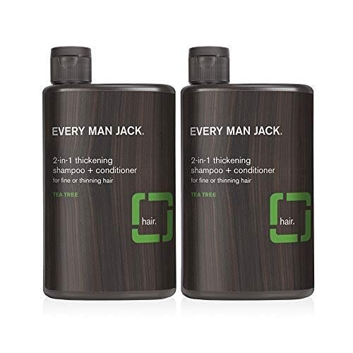 Every Man Jack 2-in-1 Thickening Shampoo + Conditioner - Twin Pack, 13.5 Fl Oz Each - Naturally Derived with Coconut, Aloe & Tea Tree Oil Avelisse