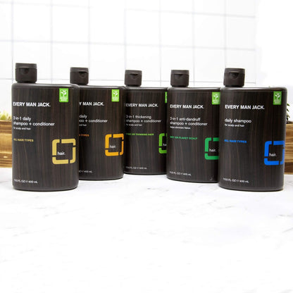 Every Man Jack 2-in-1 Thickening Shampoo + Conditioner - Twin Pack, 13.5 Fl Oz Each - Naturally Derived with Coconut, Aloe & Tea Tree Oil Avelisse