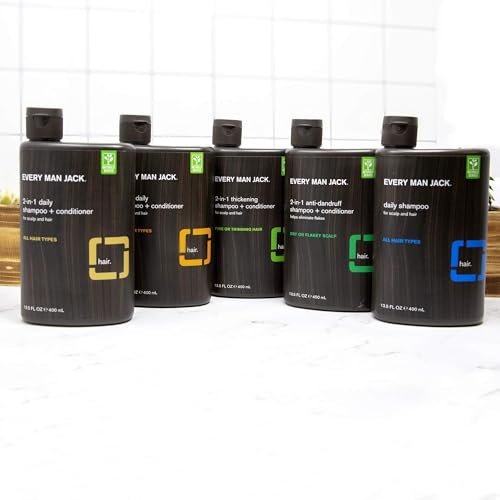 Every Man Jack 2-in-1 Thickening Shampoo + Conditioner - Twin Pack, 13.5 Fl Oz Each - Naturally Derived with Coconut, Aloe & Tea Tree Oil Avelisse