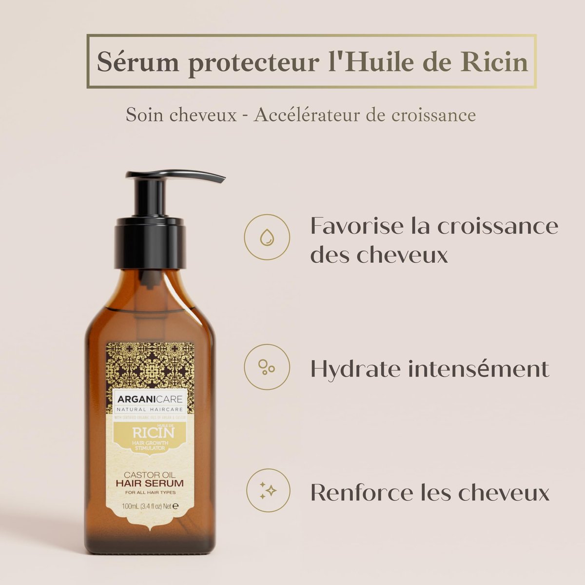 Arganicare Castor Range Protective Serum – Strengthens & Restores Hair, Promotes Growth, Intense Hydration, 3.38 fl oz - görsel 5