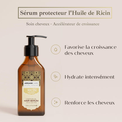 Arganicare Castor Range Protective Serum – Strengthens & Restores Hair, Promotes Growth, Intense Hydration, 3.38 fl oz