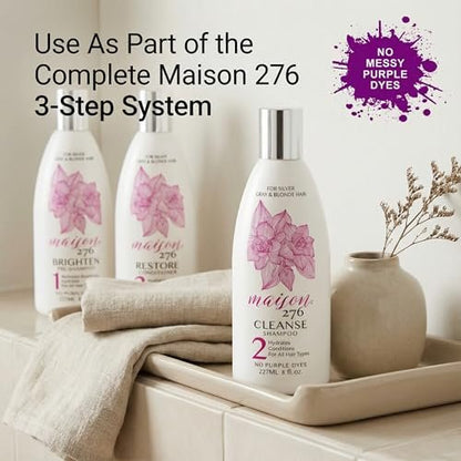 Maison 276 HYDRATE Shampoo for Grey & Silver Hair – Deep Hydration, Gentle Cleanse, No Purple Dyes, Plant-Based Care for Naturally Grey Hair, Sulfate-Free, 8 oz Avelisse