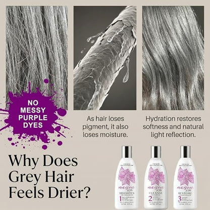 Maison 276 HYDRATE Shampoo for Grey & Silver Hair – Deep Hydration, Gentle Cleanse, No Purple Dyes, Plant-Based Care for Naturally Grey Hair, Sulfate-Free, 8 oz Avelisse