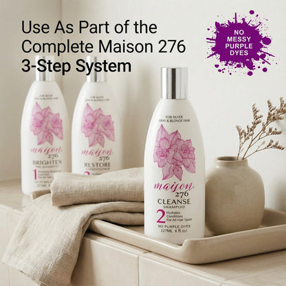 Maison 276 HYDRATE Shampoo for Grey & Silver Hair – Deep Hydration, Gentle Cleanse, No Purple Dyes, Plant-Based Care for Naturally Grey Hair, Sulfate-Free, 8 oz Avelisse