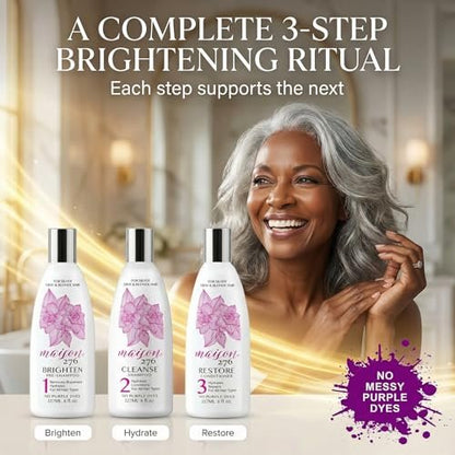 Maison 276 Pre-Shampoo, Shampoo & Conditioner for Silver, Gray & Blonde Hair - 3-Step Tone-Brightening System, Neutralizes Brassiness, Sulfate-Free, 3x 8 oz Bottles Avelisse