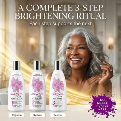 Maison 276 Pre-Shampoo, Shampoo & Conditioner for Silver, Gray & Blonde Hair - 3-Step Tone-Brightening System, Neutralizes Brassiness, Sulfate-Free, 3x 8 oz Bottles Avelisse