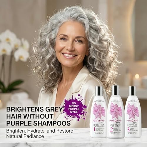 Maison 276 Pre-Shampoo, Shampoo & Conditioner for Silver, Gray & Blonde Hair - 3-Step Tone-Brightening System, Neutralizes Brassiness, Sulfate-Free, 3x 8 oz Bottles Avelisse