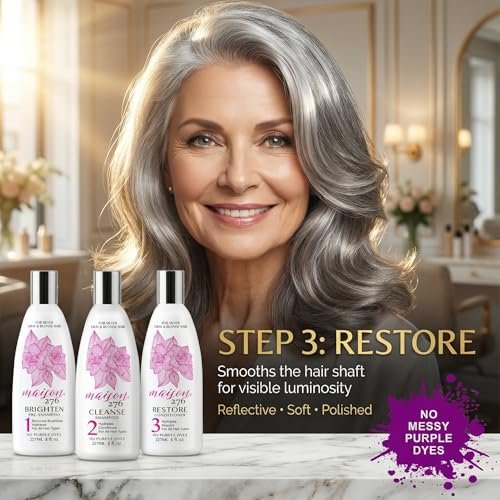 Maison 276 Pre-Shampoo, Shampoo & Conditioner for Silver, Gray & Blonde Hair - 3-Step Tone-Brightening System, Neutralizes Brassiness, Sulfate-Free, 3x 8 oz Bottles Avelisse