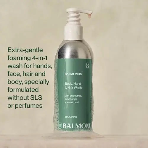 Balmonds Body, Hand & Hair Wash - 100% Natural Shampoo & Body Wash for Dry & Sensitive Skin, Soap Free, Vegan & Cruelty Free (6.8 oz) Avelisse