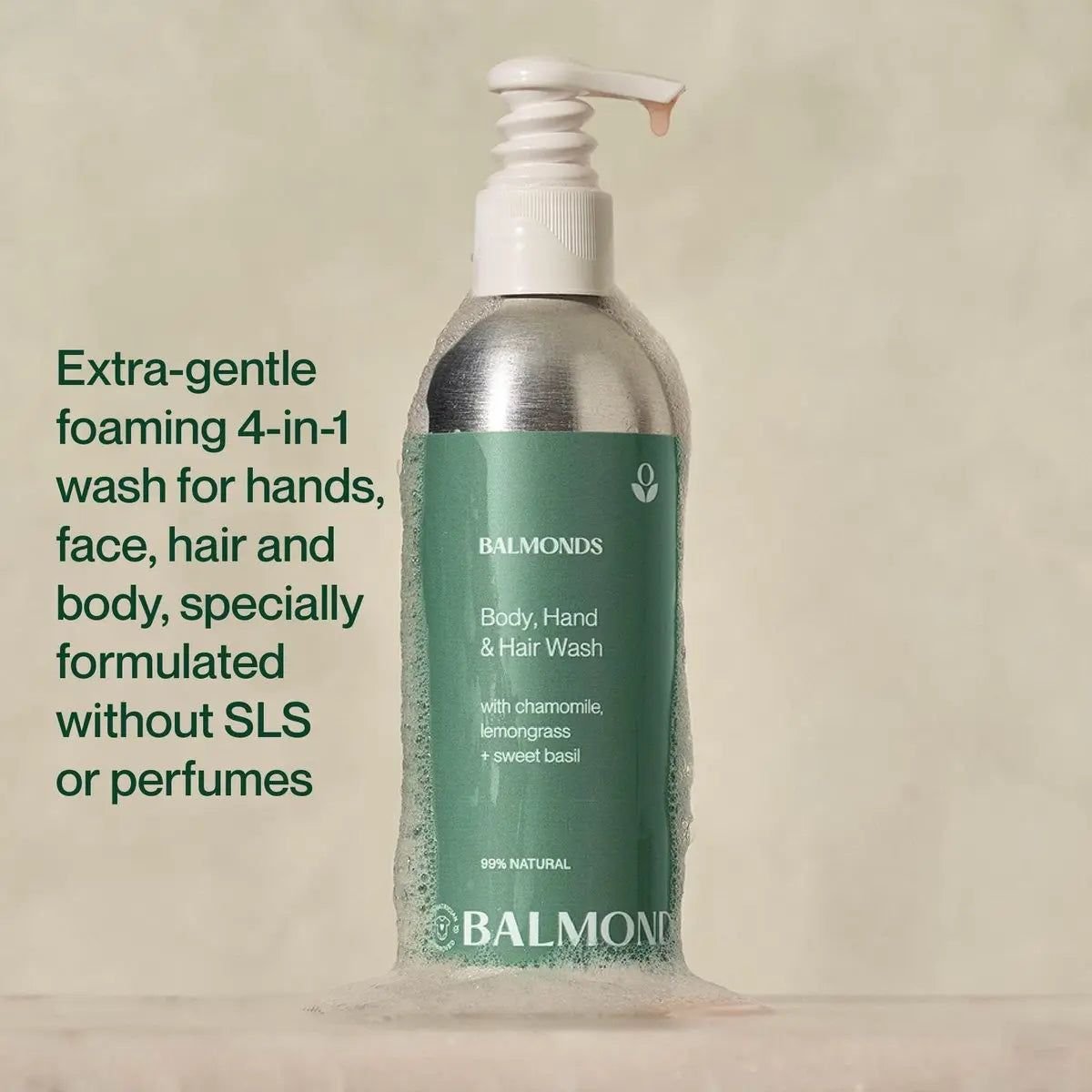 Balmonds Body, Hand & Hair Wash - 100% Natural Shampoo & Body Wash for Dry & Sensitive Skin, Soap Free, Vegan & Cruelty Free (6.8 oz) Avelisse