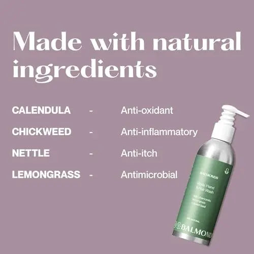 Balmonds Body, Hand & Hair Wash - 100% Natural Shampoo & Body Wash for Dry & Sensitive Skin, Soap Free, Vegan & Cruelty Free (6.8 oz) Avelisse