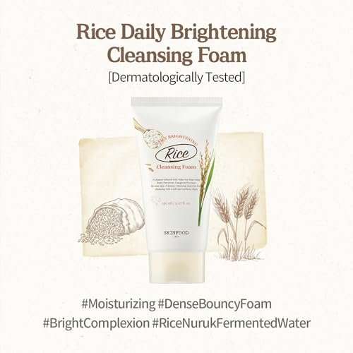 SKINFOOD Rice Daily Cleansing Foam 150ml – Brightening Facial Foam with Fermented Rice for Smooth, Firm Skin - görsel 5
