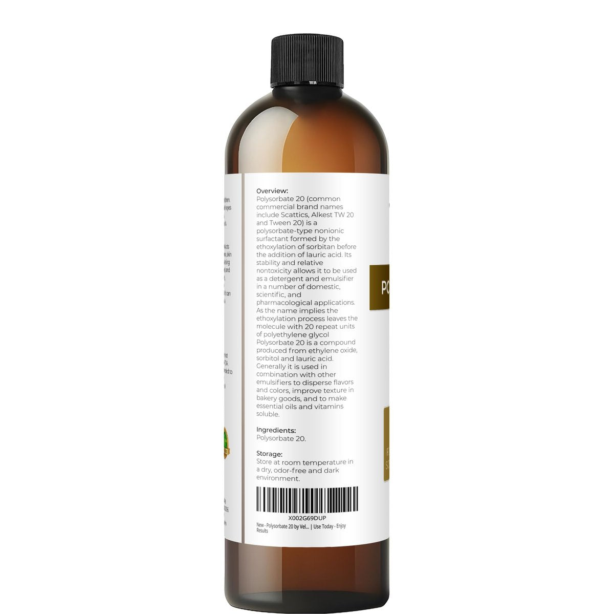 Velona Polysorbate 20 - 8 Fl Oz | Natural Solubilizer for Bath Bombs, Skin Care & Cooking | Food & Cosmetic Grade Avelisse