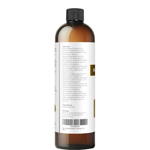 Velona Polysorbate 20 - 8 Fl Oz | Natural Solubilizer for Bath Bombs, Skin Care & Cooking | Food & Cosmetic Grade Avelisse