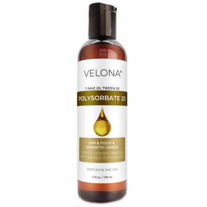 Polysorbate 20 by Velona - 4 Fl Oz | Natural Solubilizer for Bath Bombs, Skincare & Cooking