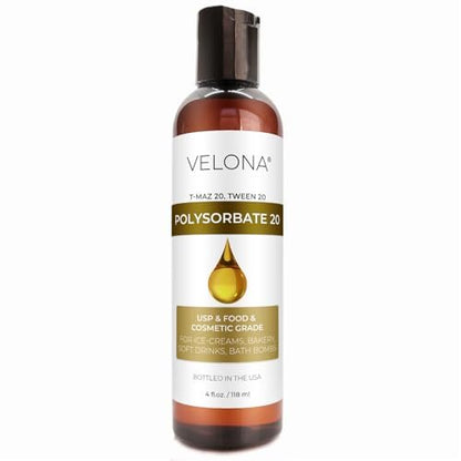 Polysorbate 20 by Velona - 4 Fl Oz | Natural Solubilizer for Bath Bombs, Skincare & Cooking