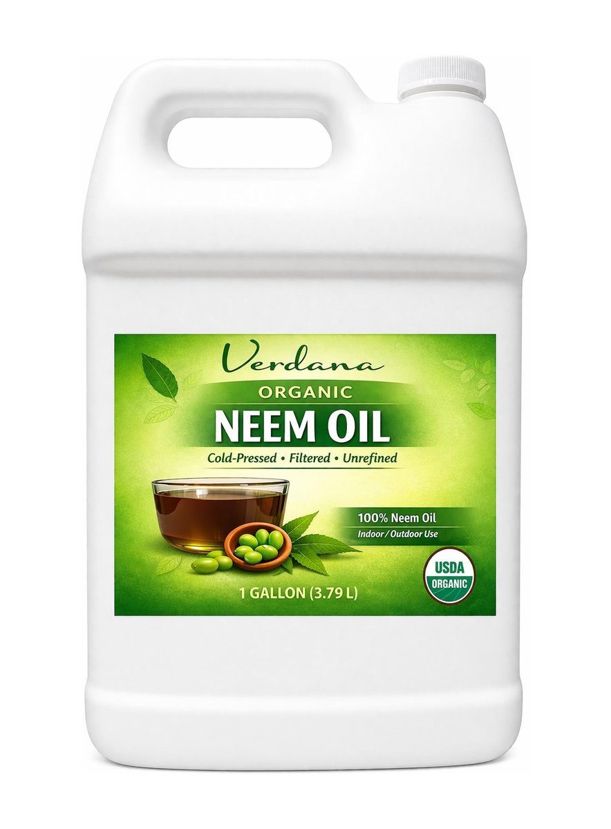 Verdana Pure Neem Oil for Plants – 1 Gallon (128 Fl Oz) – Organic, Cold Pressed, Unrefined, Non-GMO – 100% Natural Spray for Plant Leaf Shine, DIY Beauty, Soap Making – No Additives Avelisse