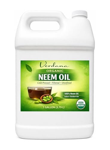 Verdana Pure Neem Oil for Plants – 1 Gallon (128 Fl Oz) – Organic, Cold Pressed, Unrefined, Non-GMO – 100% Natural Spray for Plant Leaf Shine, DIY Beauty, Soap Making – No Additives Avelisse