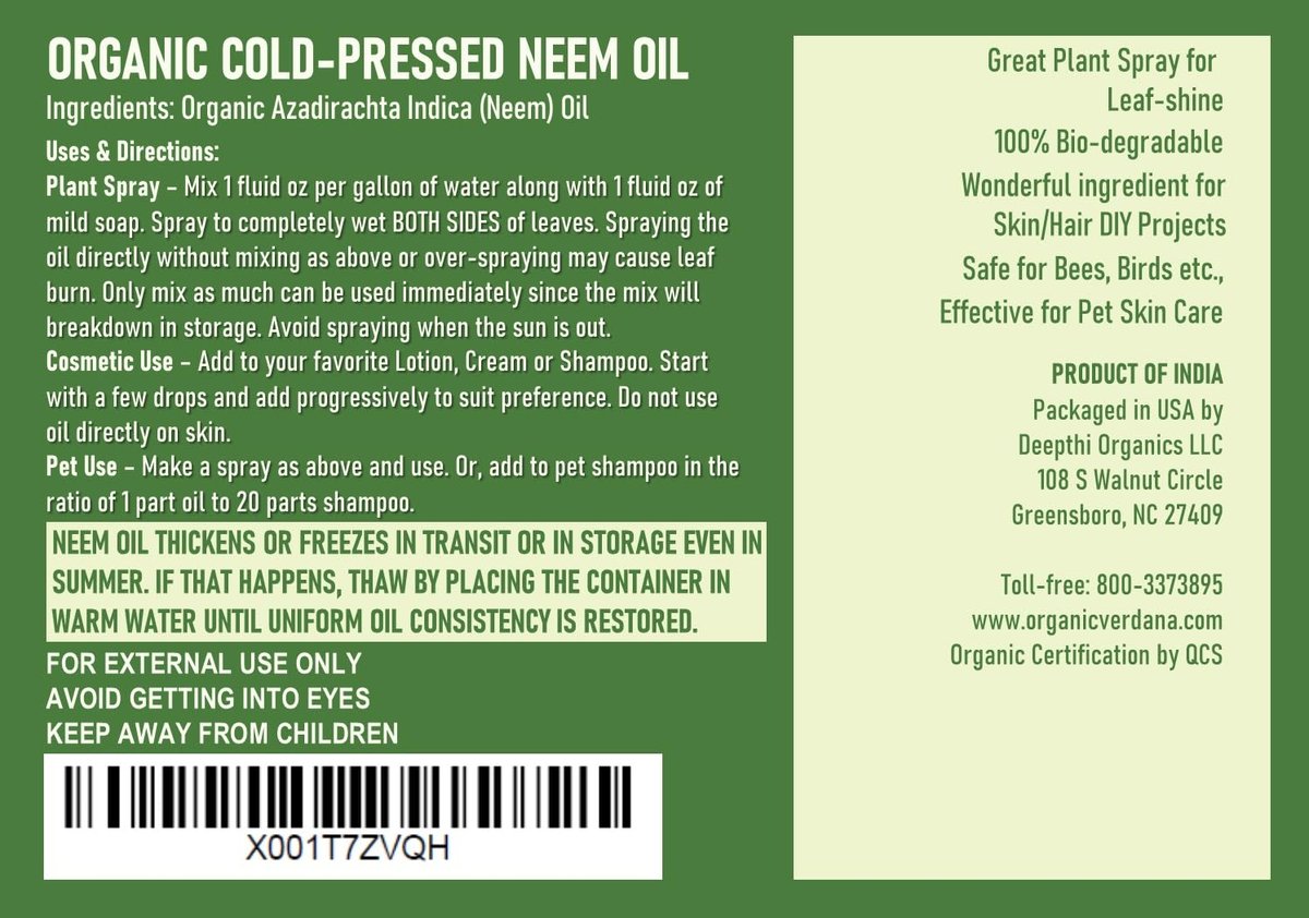 Verdana Pure Neem Oil for Plants – 1 Gallon (128 Fl Oz) – Organic, Cold Pressed, Unrefined, Non-GMO – 100% Natural Spray for Plant Leaf Shine, DIY Beauty, Soap Making – No Additives Avelisse