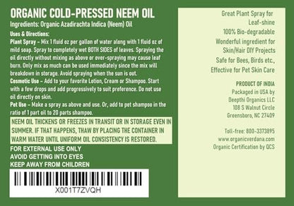 Verdana Pure Neem Oil for Plants – 1 Gallon (128 Fl Oz) – Organic, Cold Pressed, Unrefined, Non-GMO – 100% Natural Spray for Plant Leaf Shine, DIY Beauty, Soap Making – No Additives Avelisse