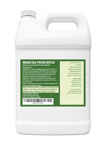 Verdana Pure Neem Oil for Plants – 1 Gallon (128 Fl Oz) – Organic, Cold Pressed, Unrefined, Non-GMO – 100% Natural Spray for Plant Leaf Shine, DIY Beauty, Soap Making – No Additives Avelisse