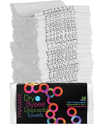 FRAMAR Biodegradable Salon Towels – Super Absorbent Disposable Hair Towels for Stylists, Spa, Barber, Gym – Extra Soft, 50 Count Avelisse