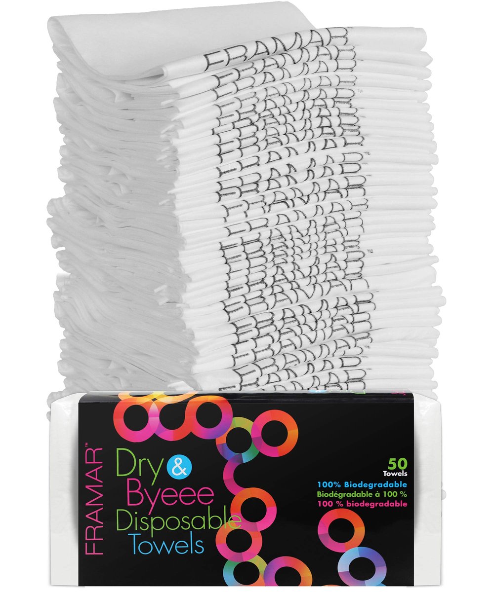FRAMAR Biodegradable Salon Towels – Super Absorbent Disposable Hair Towels for Stylists, Spa, Barber, Gym – Extra Soft, 50 Count Avelisse