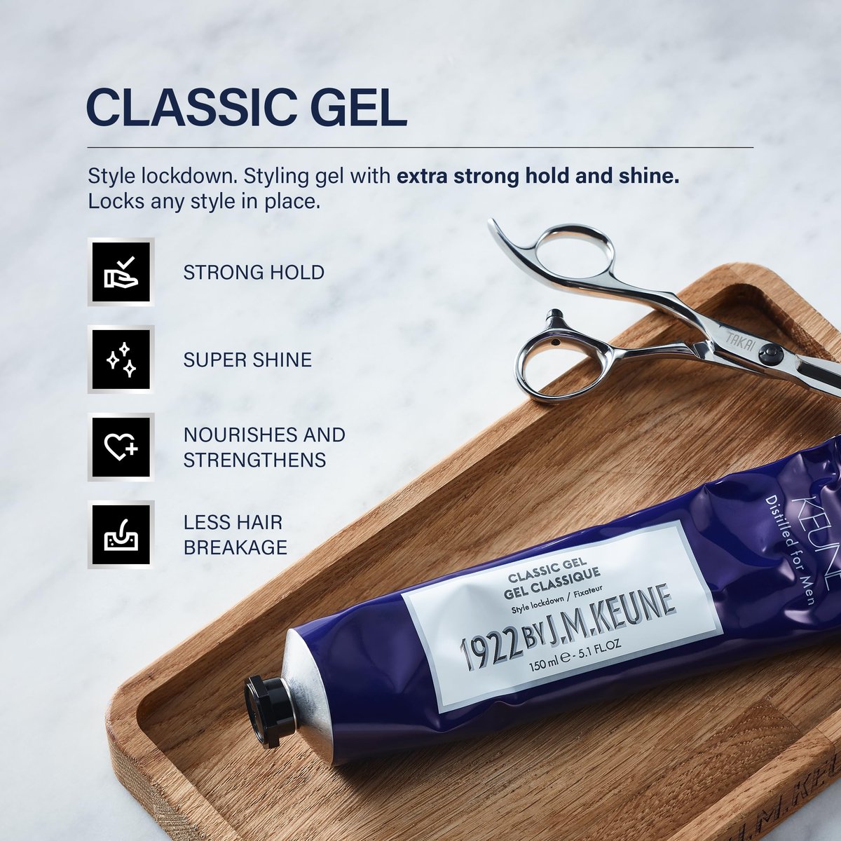 KEUNE 1922 by J.M Classic Gel – Strong Hold & Shine Styling Gel for Men, 10.1 Fl Oz - görsel 3