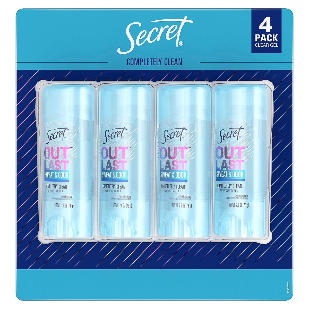 Secret Outlast Antiperspirant Deodorant Clear Gel, Completely Clean Scent, 2.6 oz (Pack of 4) Avelisse