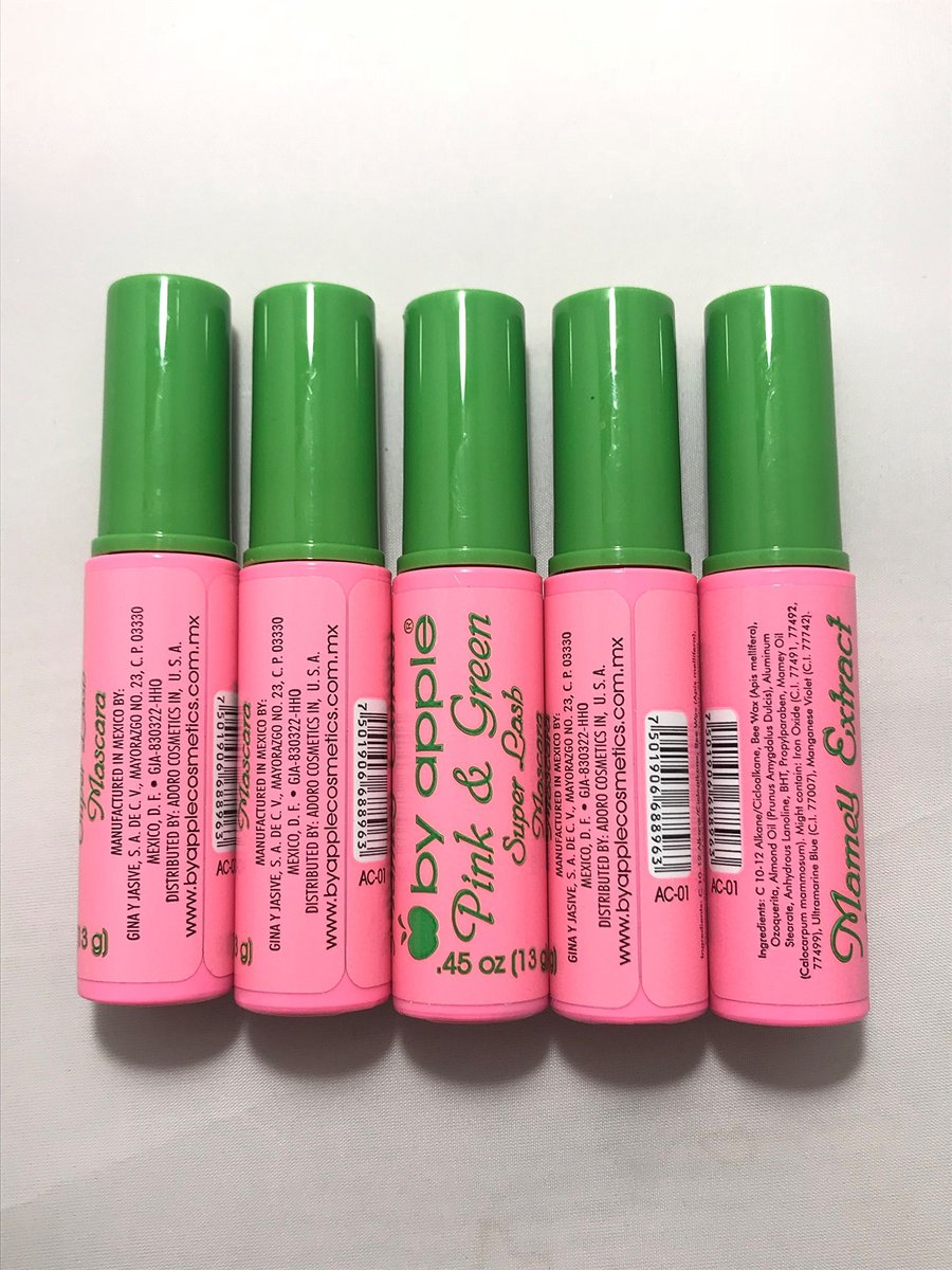 Zynxel Apple Mascara Super Lash - Pink & Green (Black) - 5-Pack - görsel 1