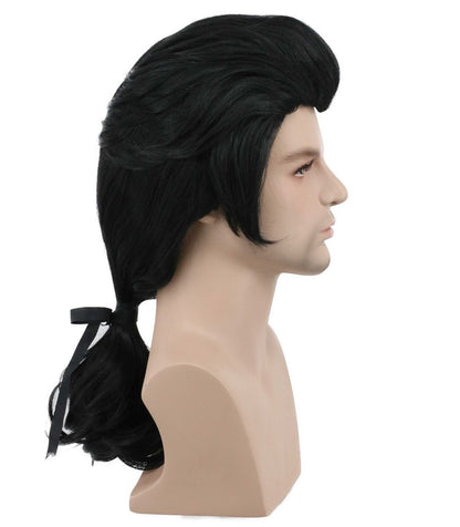 karlery Men Long Wave Black Wig - Gaston Colonial Style Halloween Costume Cosplay Wig