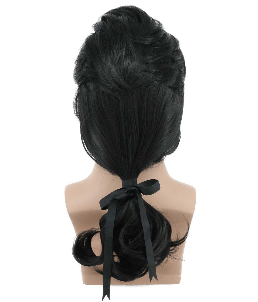 karlery Men Long Wave Black Wig - Gaston Colonial Style Halloween Costume Cosplay Wig - görsel 7