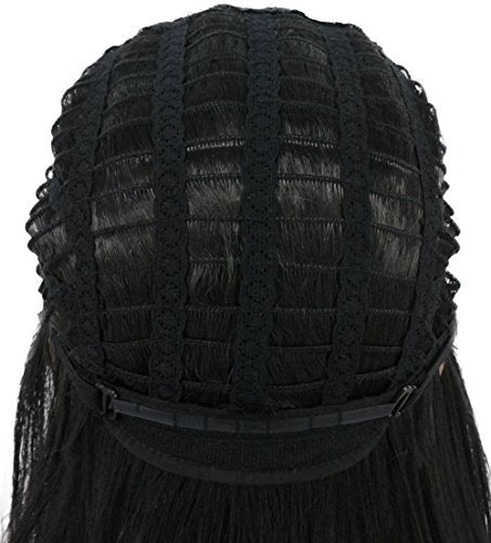 karlery Men Long Wave Black Wig - Gaston Colonial Style Halloween Costume Cosplay Wig - görsel 16