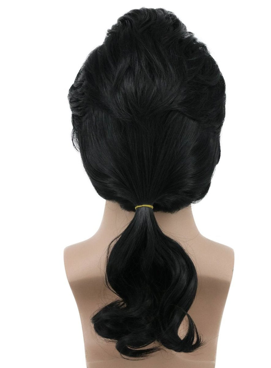 karlery Men Long Wave Black Wig - Gaston Colonial Style Halloween Costume Cosplay Wig - görsel 13