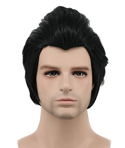 karlery Men Long Wave Black Wig - Gaston Colonial Style Halloween Costume Cosplay Wig - görsel 4