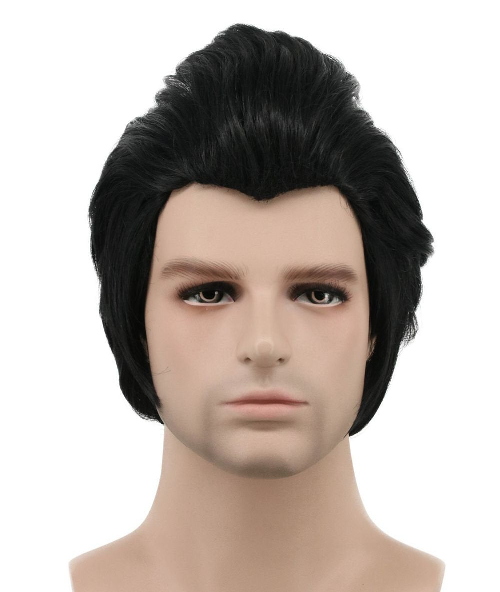 karlery Men Long Wave Black Wig - Gaston Colonial Style Halloween Costume Cosplay Wig - görsel 3