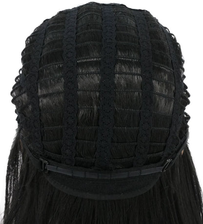 karlery Men Long Wave Black Wig - Gaston Colonial Style Halloween Costume Cosplay Wig