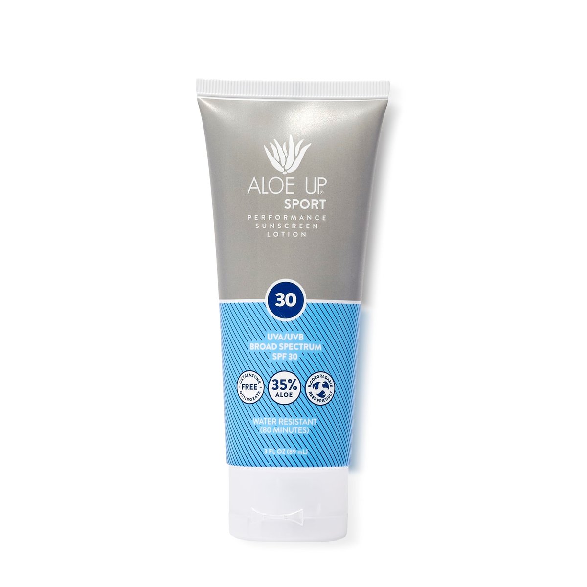 Aloe Up Sport Sunscreen Body Lotion SPF 30 - Broad Spectrum, Water Resistant 80 min, Reef Friendly, Fragrance Free, 3 oz - görsel 1