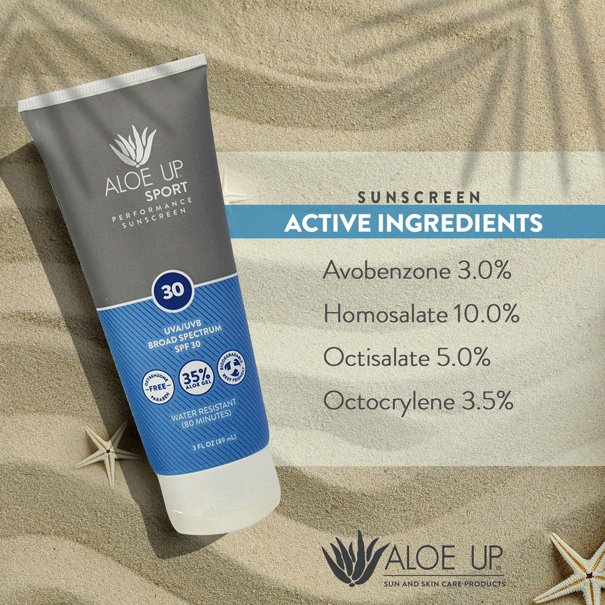 Aloe Up Sport Sunscreen Body Lotion SPF 30 - Broad Spectrum, Water Resistant 80 min, Reef Friendly, Fragrance Free, 3 oz - görsel 9