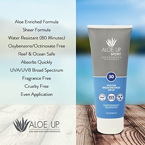 Aloe Up Sport Sunscreen Body Lotion SPF 30 - Broad Spectrum, Water Resistant 80 min, Reef Friendly, Fragrance Free, 3 oz - görsel 16
