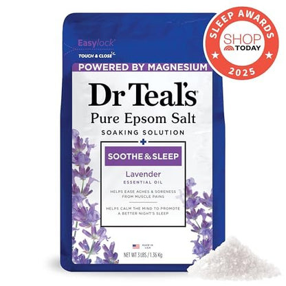 Dr. Teal's Epsom Salt Soaking Solution & Foaming Bath Combo Pack, Lavender, 41 Fl Oz (Pack of 2) Avelisse