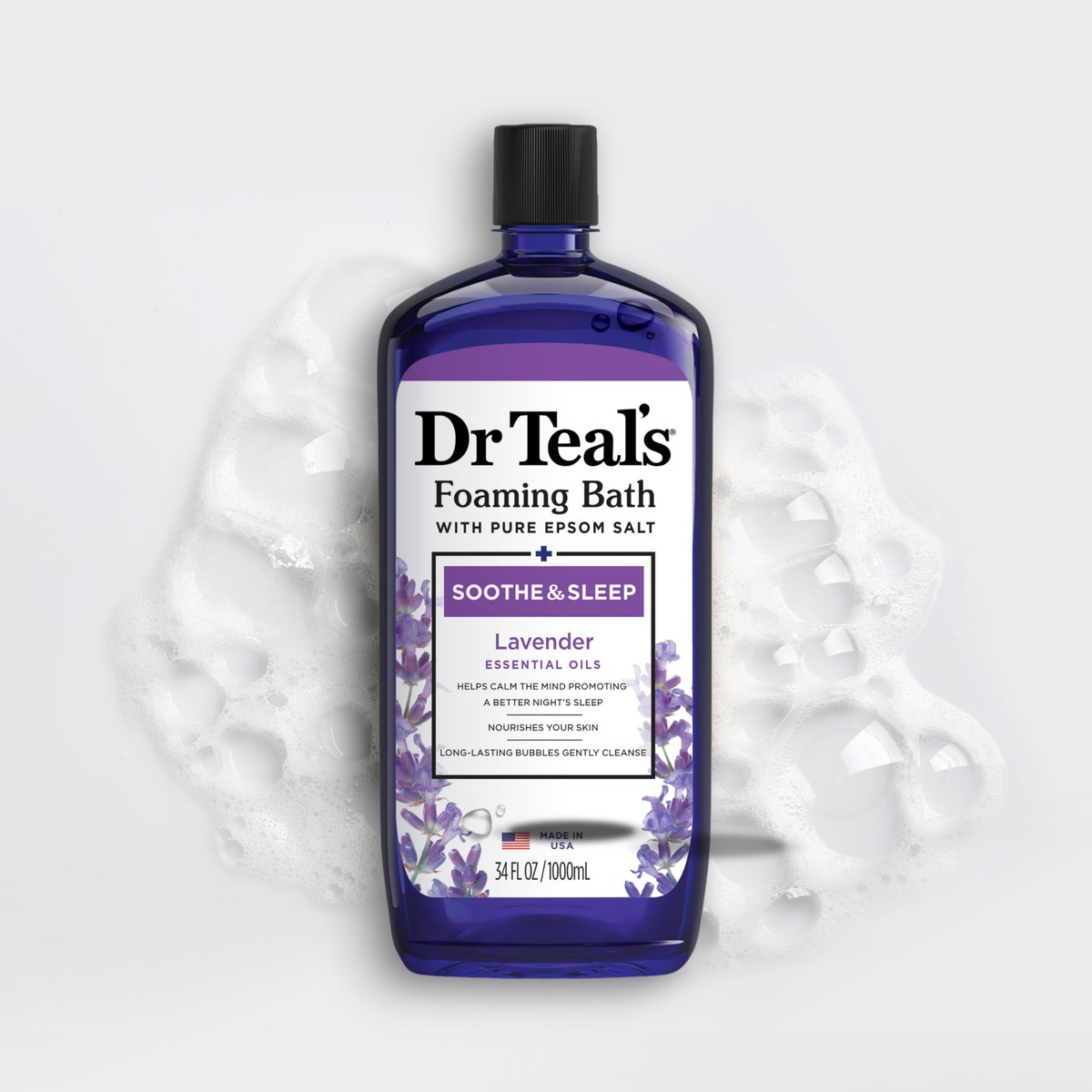 Dr. Teal's Epsom Salt Soaking Solution & Foaming Bath Combo Pack, Lavender, 41 Fl Oz (Pack of 2) Avelisse