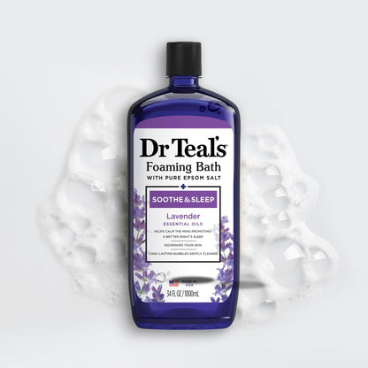 Dr. Teal's Epsom Salt Soaking Solution & Foaming Bath Combo Pack, Lavender, 41 Fl Oz (Pack of 2) Avelisse