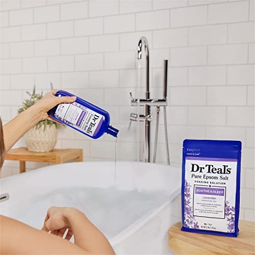 Dr. Teal's Epsom Salt Soaking Solution & Foaming Bath Combo Pack, Lavender, 41 Fl Oz (Pack of 2) Avelisse
